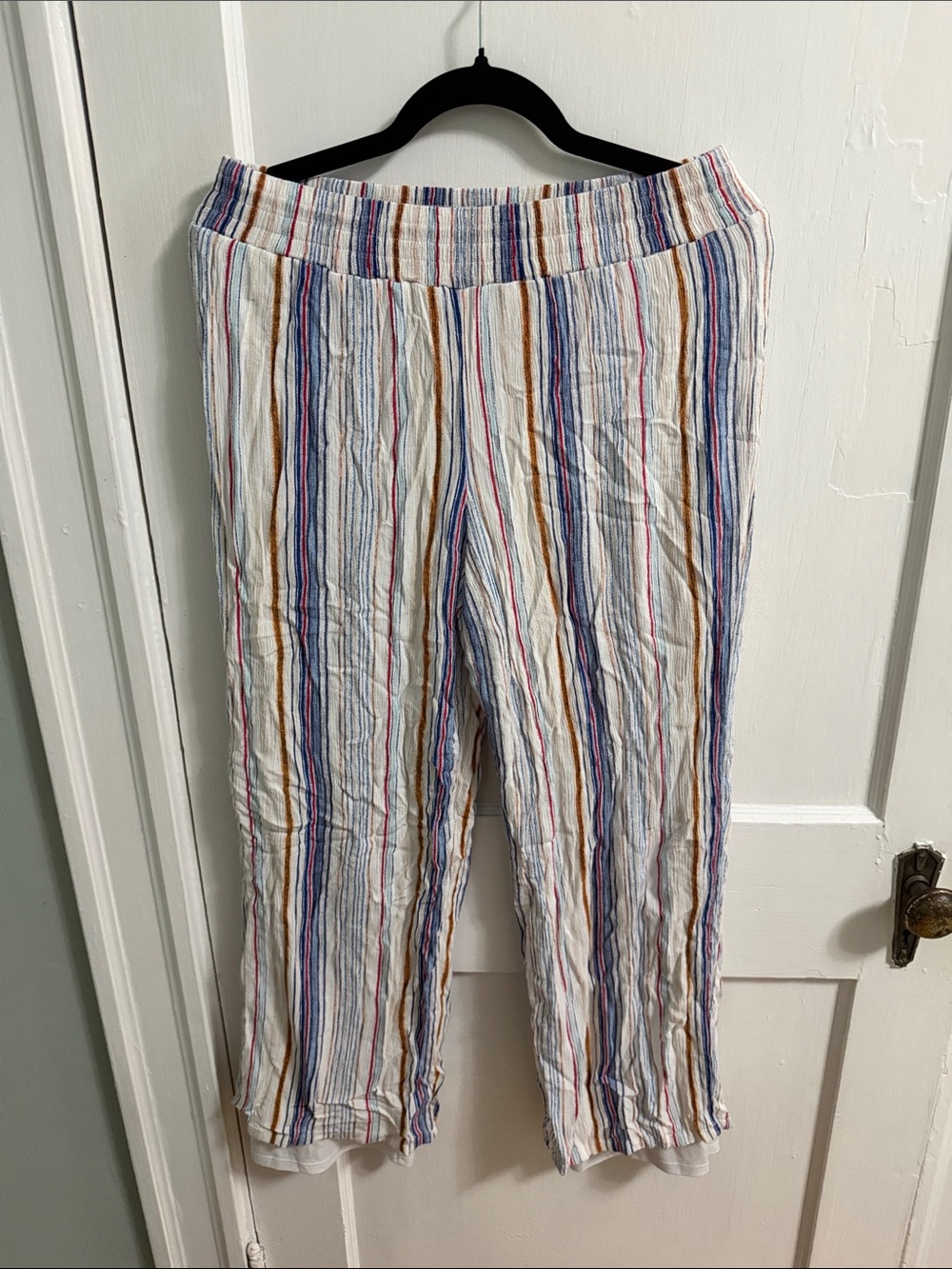 Apt. 9 Women's White Multi-Stripe Pull-On Casual Pants
